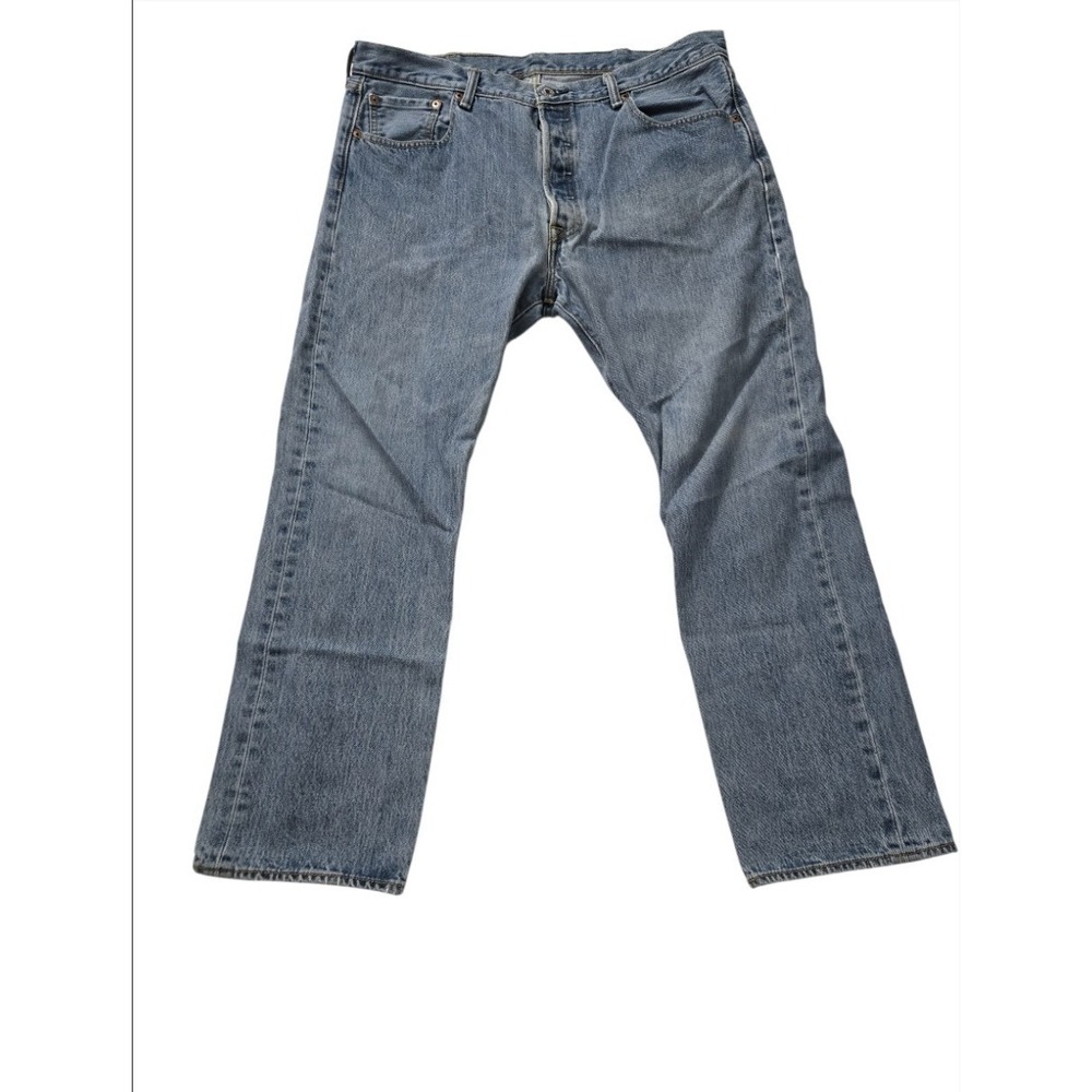 Levi's 501 Original Fit Jeans Men's 38x29 Light Wash Distressed Button‎ Fly